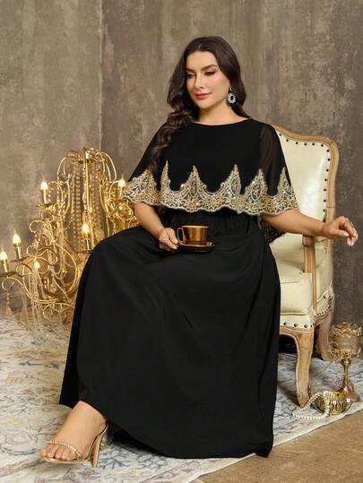 EMERY ROSE A Large-Sized Woven Elegant Summer Dress