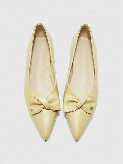 CUCCOO BIZCHIC Damplattor, eleganta sandaler med spetsiga tår, rosett och metallnitar, mjuk lädersula, bekväma för arbetspendling och vardagsbruk