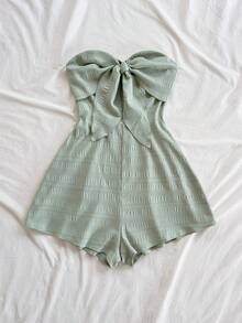 Soleia Mono de verano con estampado de silueta acuarelada, con nudo delantero y espalda descubierta, corte holgado, adecuado para fiesta, cita, San Valentín, y para usar en capas - Verde - Ver 3