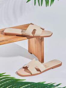 SHUZIA 女士舒适日常休闲平底凉鞋 - 米色 - 查看 7