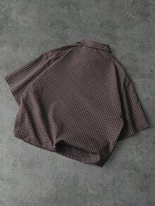 PAVTROS 男士格子印花纽扣刺绣短袖衬衫 - 彩色 - 查看 2