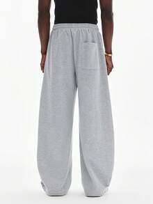 STYNVO 男士休闲运动纯色斜插口袋抽绳腰带运动裤 - 灰色 - 查看 2