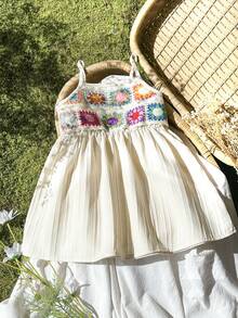 Vintaside Kids Vestido de tirantes de moda para bebé niña, adecuado para viajes al aire libre, campamento y vacaciones en primavera y verano - Albaricoque - Ver 6