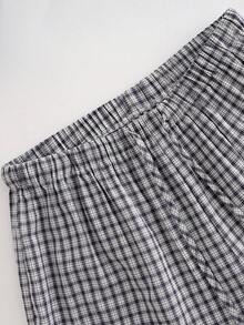 Resyla 2pcs Women Casual Plaid Print Top & Shorts Set - Blue - View 5