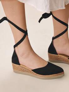 Styleloop Women's Woven Rope Platform Wedge Sandals, Vacation Style BOHO Chic Retro American Western Music Festival Party Outfit Holiday Travel Essential Boho Coachella - black rice - View 3