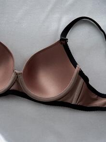 DesireSculpt Women's Rhinestone Decorated Spaghetti Strap Underwire Bra - Brown - View 5