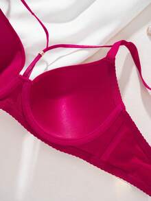DesireSculpt Women's Solid Color Underwire Bra - Burgundy - View 3