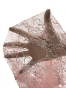 EgrlEra Petite Sexy Sheer Lace Fitted Long Sleeve Blouse (Random Cut) - Baby Pink - View 7