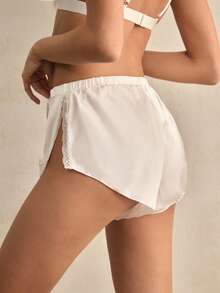 Charlaine Women's Satin Lace Trim Side Slit Hipster Panties