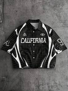 AXEPEAK Loose Fit Men's Polo Collar Short Sleeve Shirt - Black - View 1