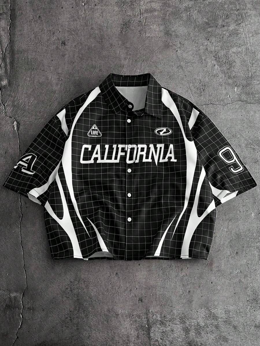 AXEPEAK Loose Fit Men's Polo Collar Short Sleeve Shirt - Black - View 1