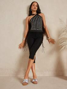 SHUZIA 女士简约舒适编织PU平底凉鞋 - 銀色 - 查看 4