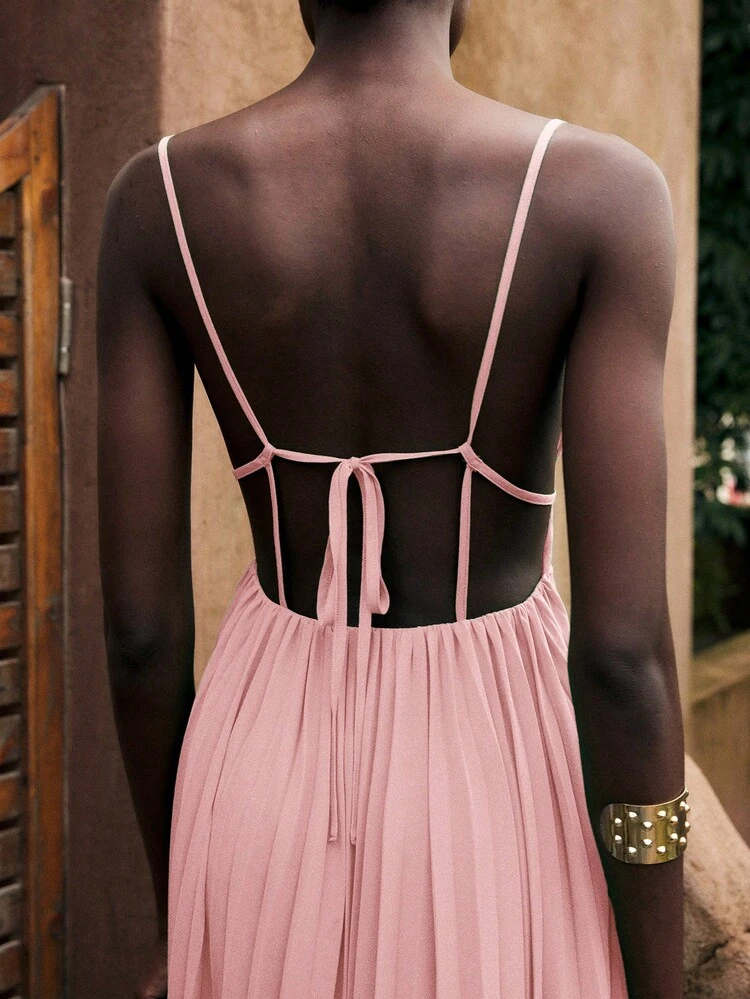 SHEIN Maija Women's Burgundy Summer Vacation Dress, Minimalist Sleeveless Pleated Beach Dress For Warm Weather Pleated Maxi Dress Pink Maxi Dress Women Dusty Rose Bridesmaids Dress Elegant Summer Dresses  St Patrick's Day Women Easter Summer Outfits Easter Dress Women Party Top Beach Dress Summer Holiday Outfits Each Vacation Outfits For Women  Summer Outfit For Women Going Out Outfits Graduation Graduation Outfit  Casual Dresses  Casual Blouses For Women
