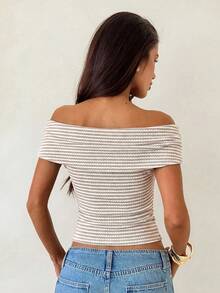 Aloruh Women's Asymmetrical Off-Shoulder Knit Top,Summer Top - Black - View 8