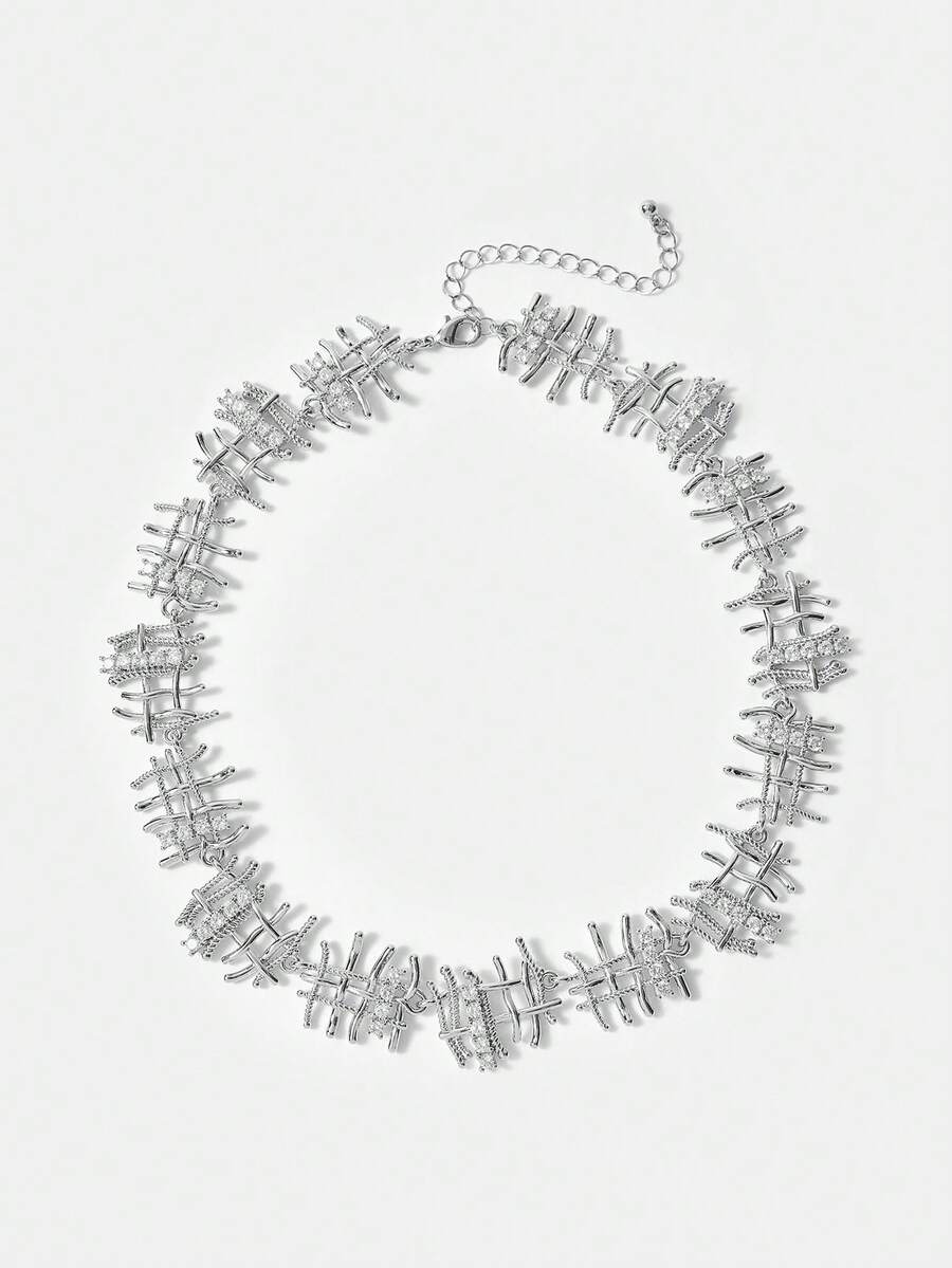 MOTF PREMIUM WEAVE, LINE, DIAMOND SPARKLE, NECKLACE. - White K - View 2