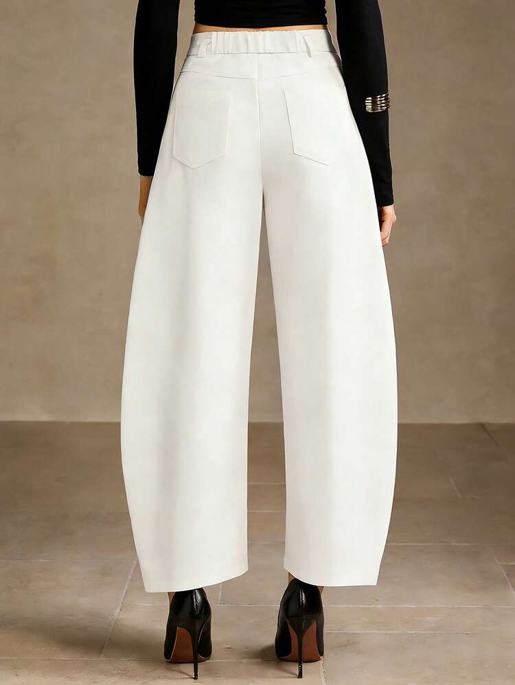 WOMEN'S CASUAL/OFFICE COMMUTE SIMPLE SOLID COLOR WIDE LEG SUIT PANTS, BELT NOT INCLUDED