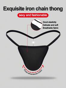 Fashionable & Alluring Black Fabric Sexy Thong Underwear For Men - Black - View 1