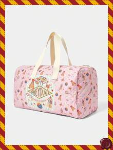 HARRY POTTER X SHEIN 可爱女士大容量卡通图案手提包，旅行包，手提包，过夜度假行李包，旅行行李包，大容量防水健身包，周末随身手提包 - 粉色 - 查看 1