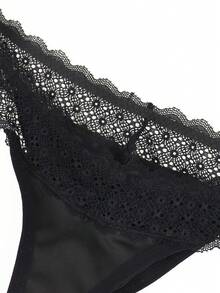 Fashionable Black Fabric U-Pouch Lace Trim Sexy Briefs For Men - Black - View 3