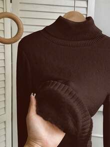 Franclia Fashionable All-Match High Neck Thick Seamless Fitted Long Sleeve Knit Sweater, Versatile For Autumn/Winter
