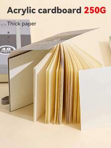 Madebyblanc 1本迷你便携可撕式素描本，40张，250gsm厚纸，适用于水彩、丙烯、马克笔、水粉、油画，硬封面艺术日记本，口袋手册，适合艺术家、成人、学生旅行写生日常练习，圣诞礼物，返校季艺术用品，绘画工具，创意礼品 - 均碼 - 查看 3