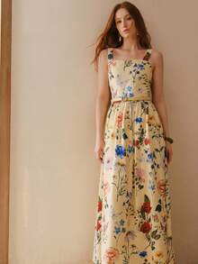 MOTF PREMIUM 女士优雅印花中长连衣裙 - 黃色 - 查看 6