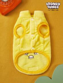 LOONEY TUNES X PETSIN 1件绣花黄色小黄鸟宠物猫狗通用黄色带防滑扣毛绒保暖舒适无袖防滑外套T恤 - 黃色 - 查看 7