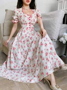 Feyla Đầm dài nữ thanh lịch họa tiết hoa nhí, thích hợp cho mùa hè. - Nhiều màu - Xem 6