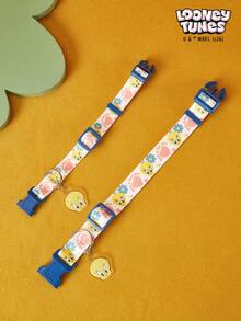 LOONEY TUNES X PETSIN 卡通花卉印花宠物基础款狗项圈 - 藍色 - 查看 4