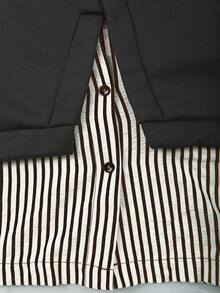 Franclia Sudadera holgada de talla grande con parches a rayas, para primavera/otoño - Negro - Ver 4