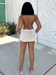 Alexandranx Ladies Sexy V-Neck Backless Mini Slip Dress, Summer,Party Dresses For Women,Club Outfits Women Sexy,Boho Clothes Women - Apricot - View 2