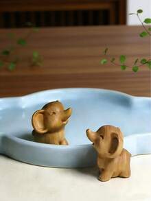 Madebyblanc Hand-Carved Chinese Cypress Wood Elephant Figurine, Auspicious "Elephant Facing Heaven" Sculpture For Wealth And Good Luck, Solid Wood Decorative Car Ornament Or Desk Decor, Exquisite Craftsmanship With Natural Wood Grain, Wooden Elephant Figurine Hand Carved Solid Wood Desktop Ornament Home Office Decor Natural Grain Collectible(The Color Of The Wood Products In Each Batch Is Different, Please Refer To The Actual Object) - Multicolor - View 2