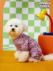 LOONEY TUNES X PETSIN 1 Cute Happy Rabbit Pink Leopard Cartoon Cute Pattern Printed Pet Cat Dog Universal Four Leg Set Elastic And Comfortable Dog Jumpsuit - Pink - View 4