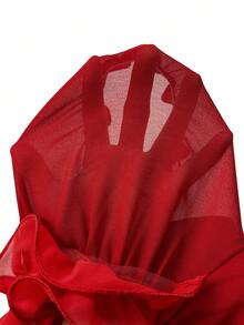 SHEIN Franclia Women's Elegant Ruffle Off-Shoulder Loose Blouse - Burgundy - View 4