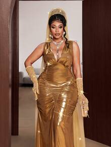 Maweii Plus Size Vintage Palace Style Romantic Long Elegant Dress - Yellow - View 6