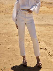MOTF STUDIO WOMEN'S WHITE BELTED FLARE LEG JEANS, SPRING/SUMMER - White - View 3
