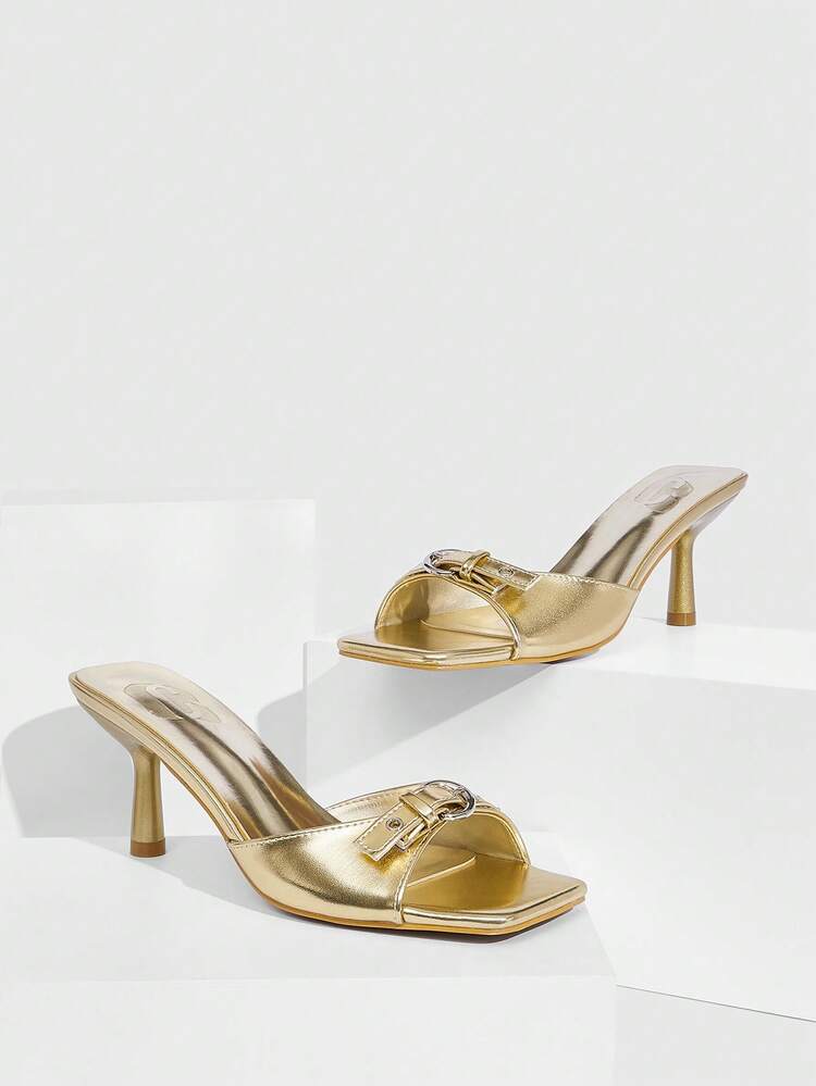CUCCOO SZL Square Toe Casual Solid Color Women Heeled Sandals Valentine's Day