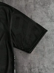 AXEPEAK Men's Casual Fashion Street Jesus Letter Print Short Sleeve T-Shirt, Summer - Black - View 4