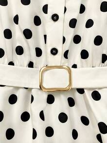 GlowEve A Simple And Elegant Summer Dress With Woven Polka Dot Prints For Women - Apricot - View 6