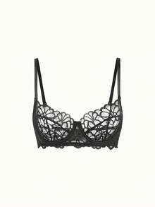 Bonmuse 2pcs/Set Women's Sexy Lingerie, Black Lace Floral Bra Set With Adjustable Straps, Sexy Bra, Valentine's Day Gift - Black - View 9