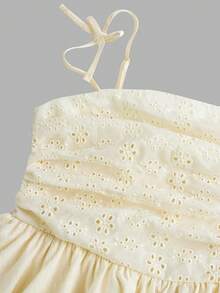 SHEIN 少女优雅编织吊带连衣裙 - 杏色 - 查看 3