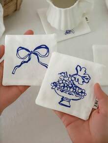 Joivida 10cm Posavasos de Poliéster (Diseños de Enredadera/Uva/Lazo/Vela) - Elegantes manteles para bebidas de mesa para el hogar/cocina/oficina, un regalo pensativo para amigos y familiares, posavasos decorativos para bebidas - Montaña rusa - Ver 11