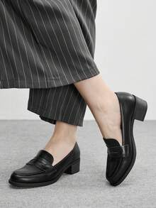 CUCCOO BIZCHIC Women's PU Leather Fashionable High Heel Shoes, Versatile For Daily Wear - Black - View 5