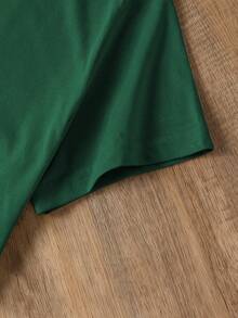 INAWLY Plus Size Casual Solid Color Short Sleeve T-Shirt, Summer - Dark Green - View 4