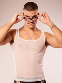 FeverCity 性感透视派对夜店男士背心 - 白色 - 查看 1