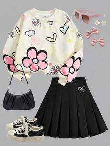 SHEIN Girlism 少女纯黑色迷你裙，拉链百褶裙，适合秋冬季节、日常穿着、休闲场合、返校季。 - 黑色 - 查看 3