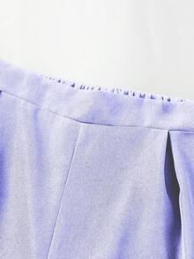 SHEIN Sparklyn 3pcs Set: Lace Collar Blouse, Vest And Pants, Commuter Elegant Style For Teen GirlAutumn/Winter - Purple - View 3