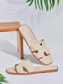 SHUZIA 女士舒适日常休闲平底凉鞋 - 米色 - 查看 5