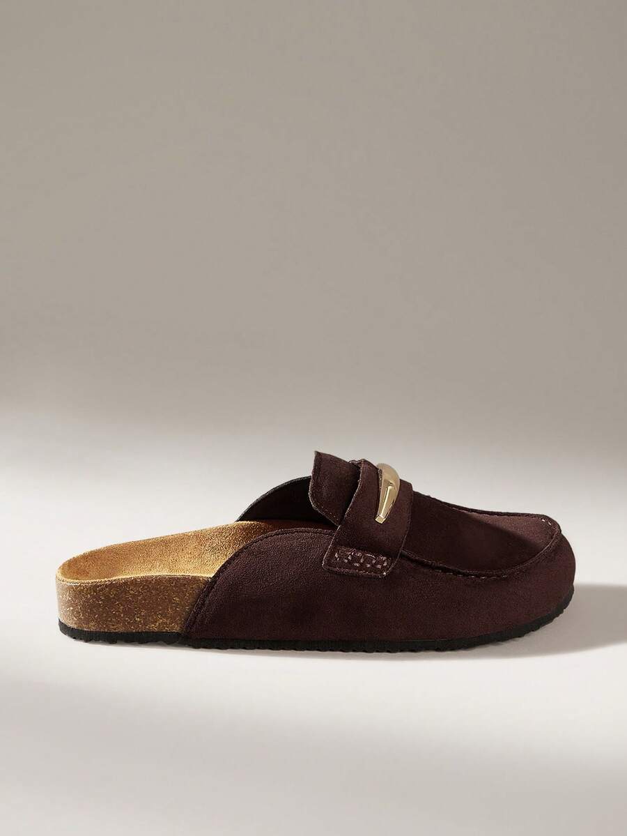 Solecia Women's Daily Travel Versatile Fashion Half-Mop Flats - Coffee Brown - View 1