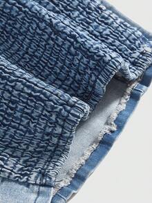 ROMWE J-Fashion Y2K 性感系带露脐牛仔上衣（女款） - 白色 - 查看 4